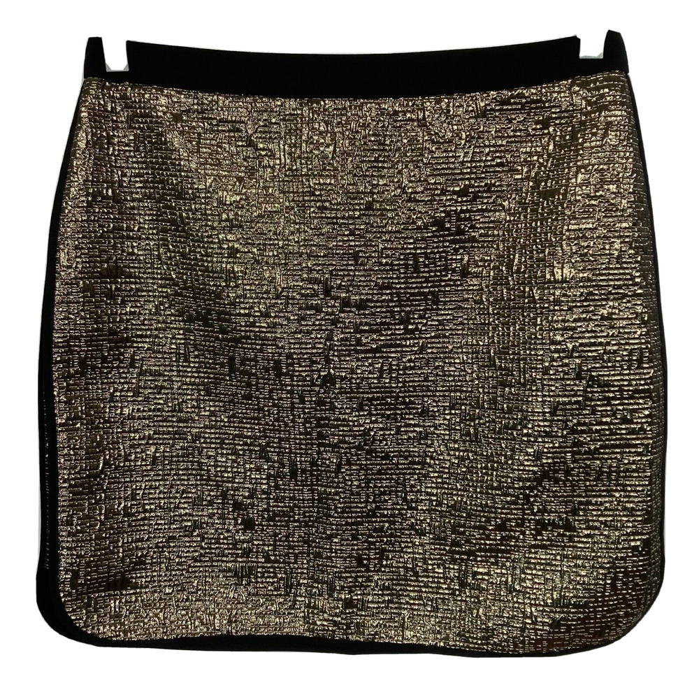 Metaphor Skirt Womens Sz 8 Black Gold Metallic Cotton Zip Mini‎ Side Stripe